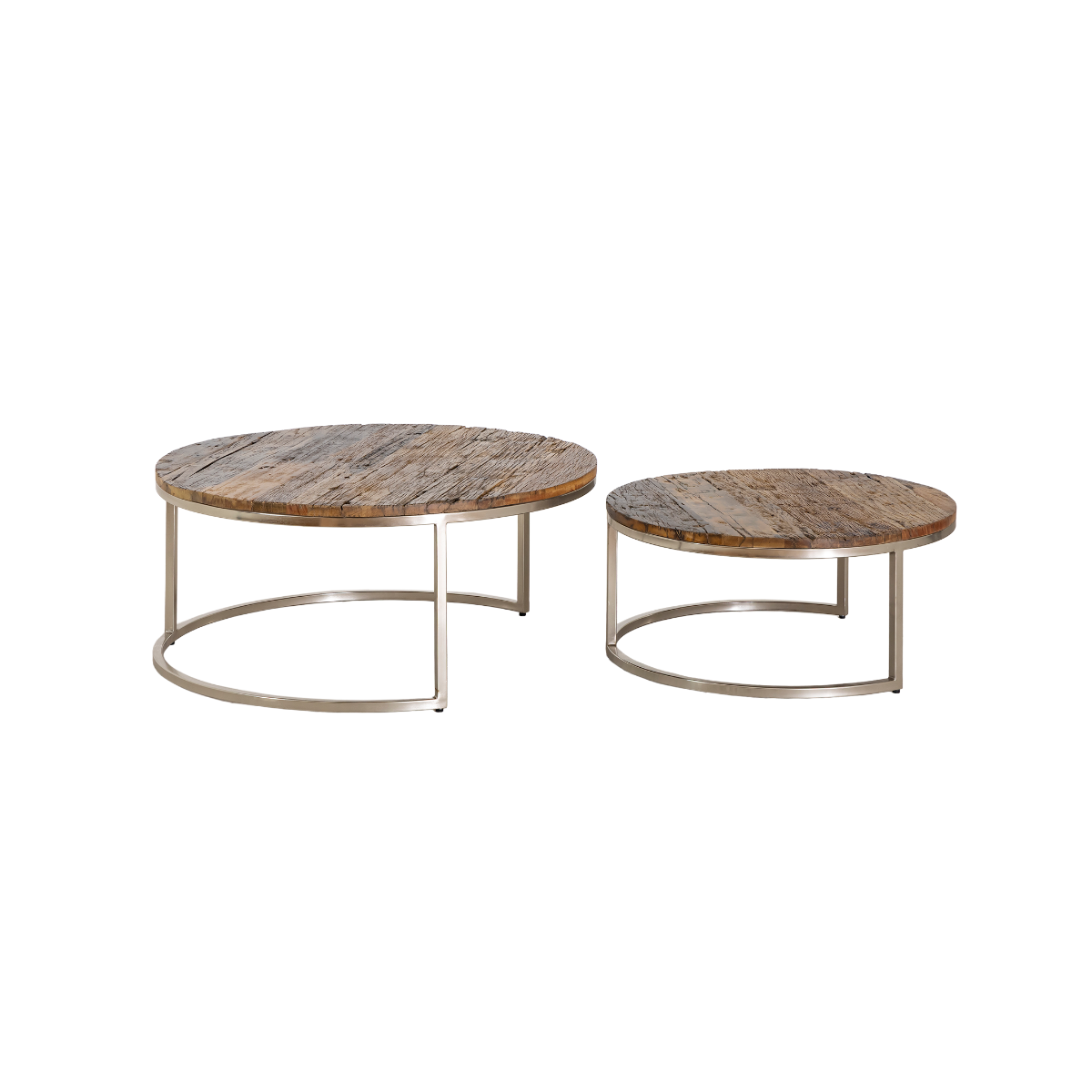 Table basse gigogne ronde en bois recyclé Milla