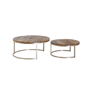 Table basse gigogne ronde en bois recyclé Milla