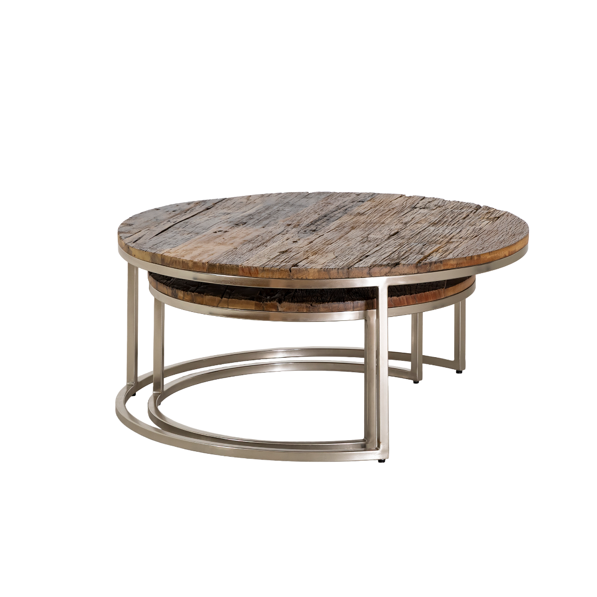 Table basse gigogne ronde en bois recyclé Milla