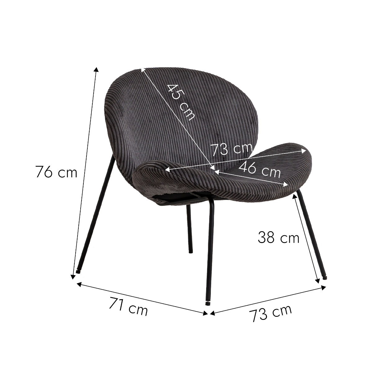 Fauteuil en velours rond gris Kanoa
