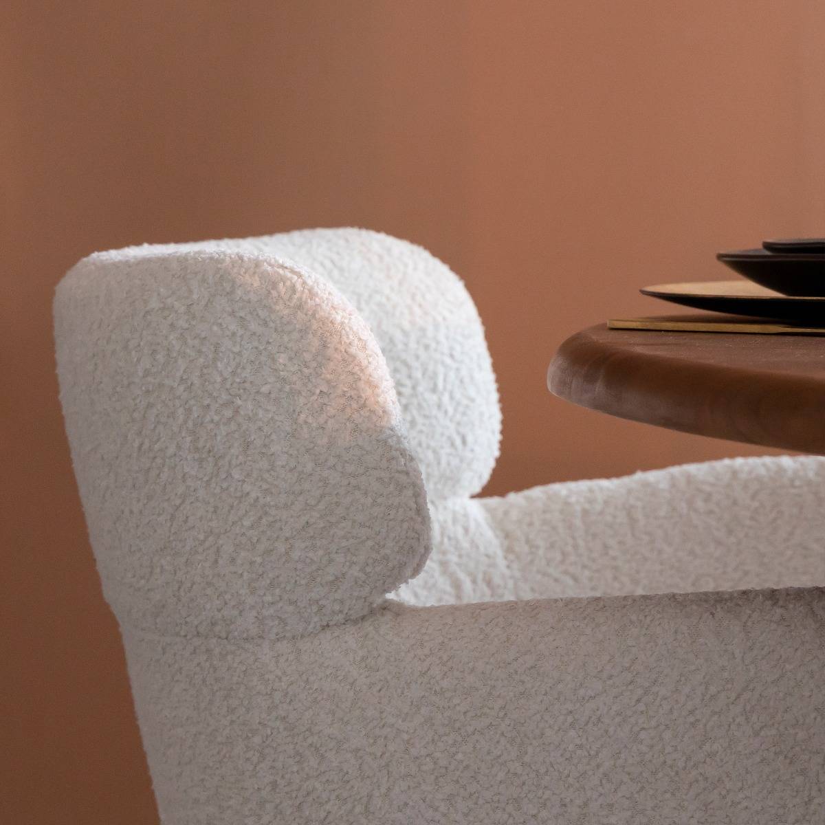 Fauteuil en tissu bouclette blanc Kanoa (lot de 2)