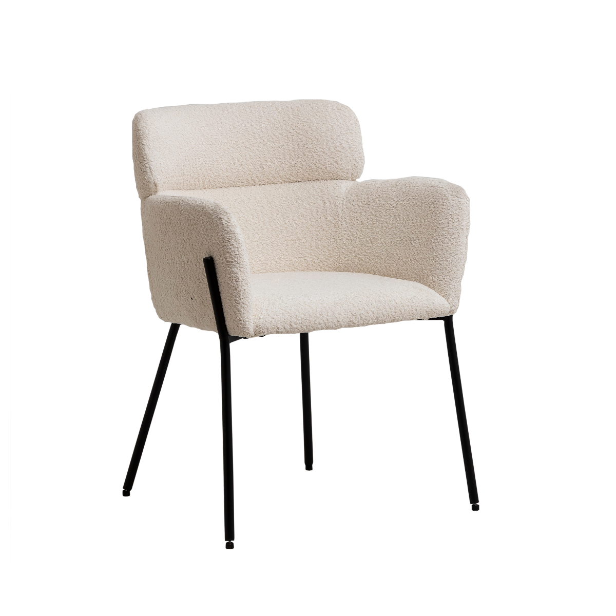 Fauteuil en tissu bouclette blanc Kanoa (lot de 2)