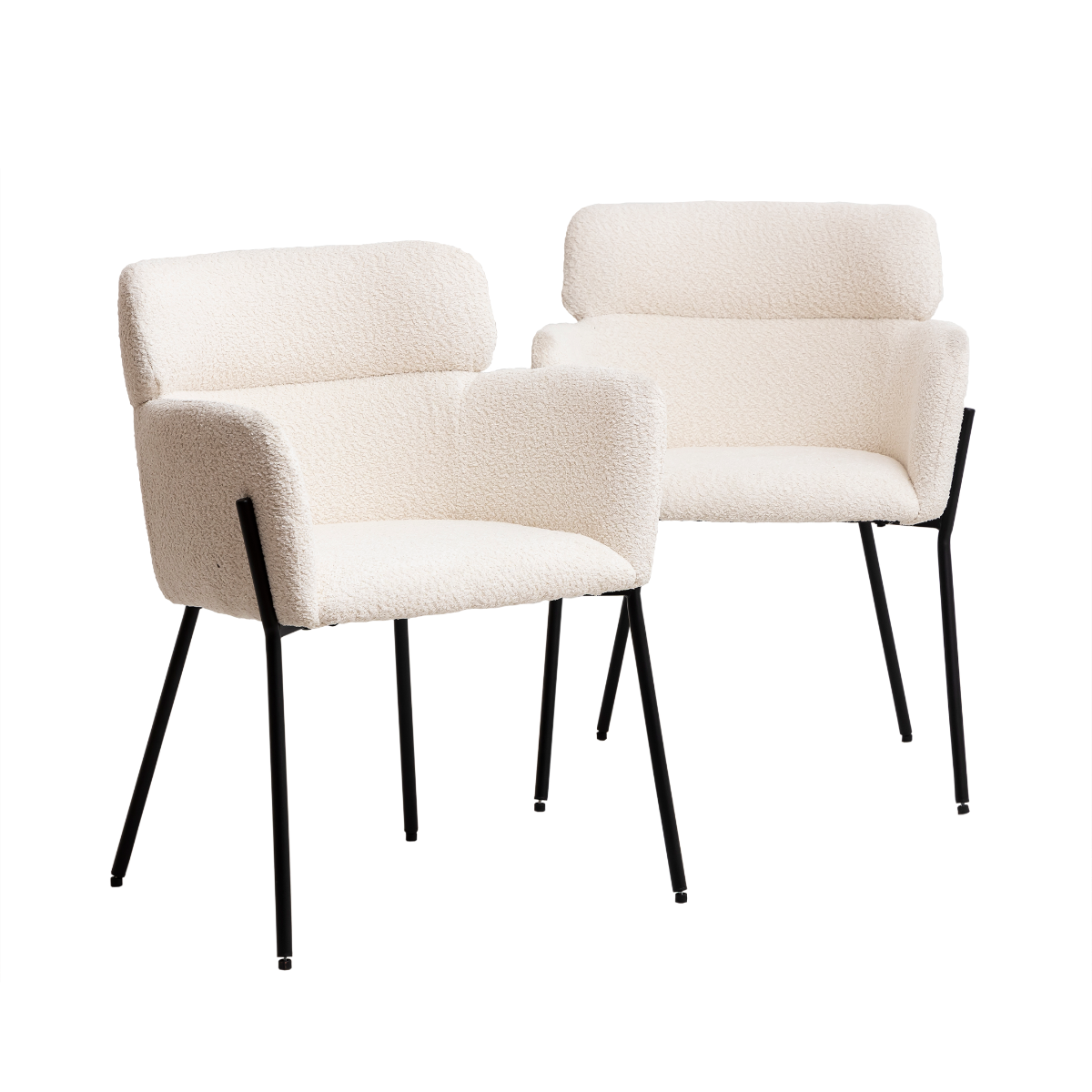 Fauteuil en tissu bouclette blanc Kanoa (lot de 2)