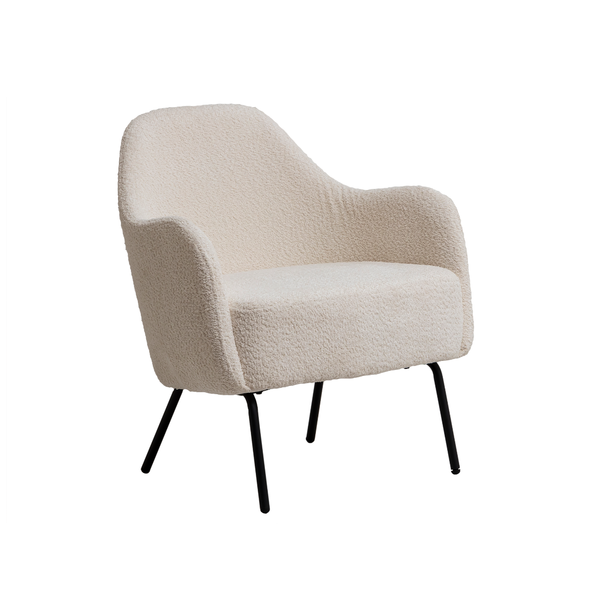 Fauteuil confort en tissu bouclette blanc Kanoa