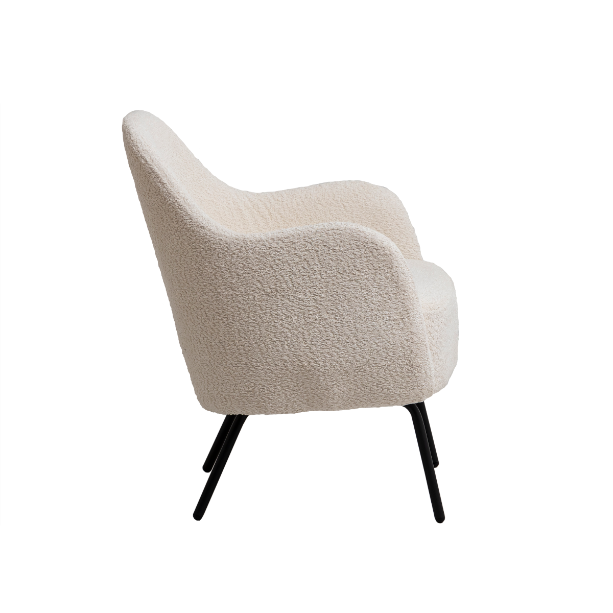 Fauteuil confort en tissu bouclette blanc Amandine