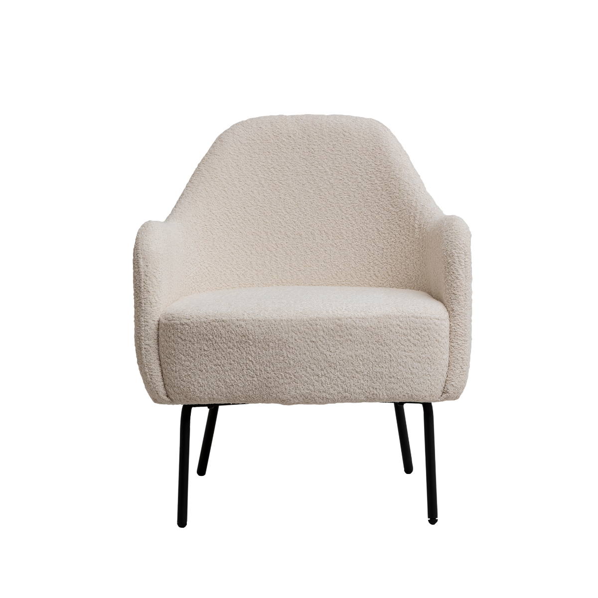 Fauteuil confort en tissu bouclette blanc Amandine