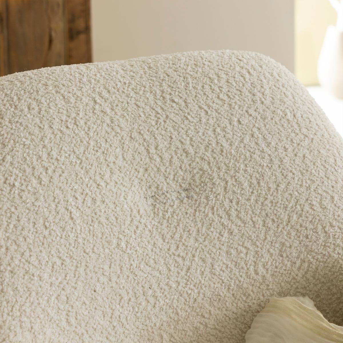 Fauteuil blanc en tissu bouclette Kanoa