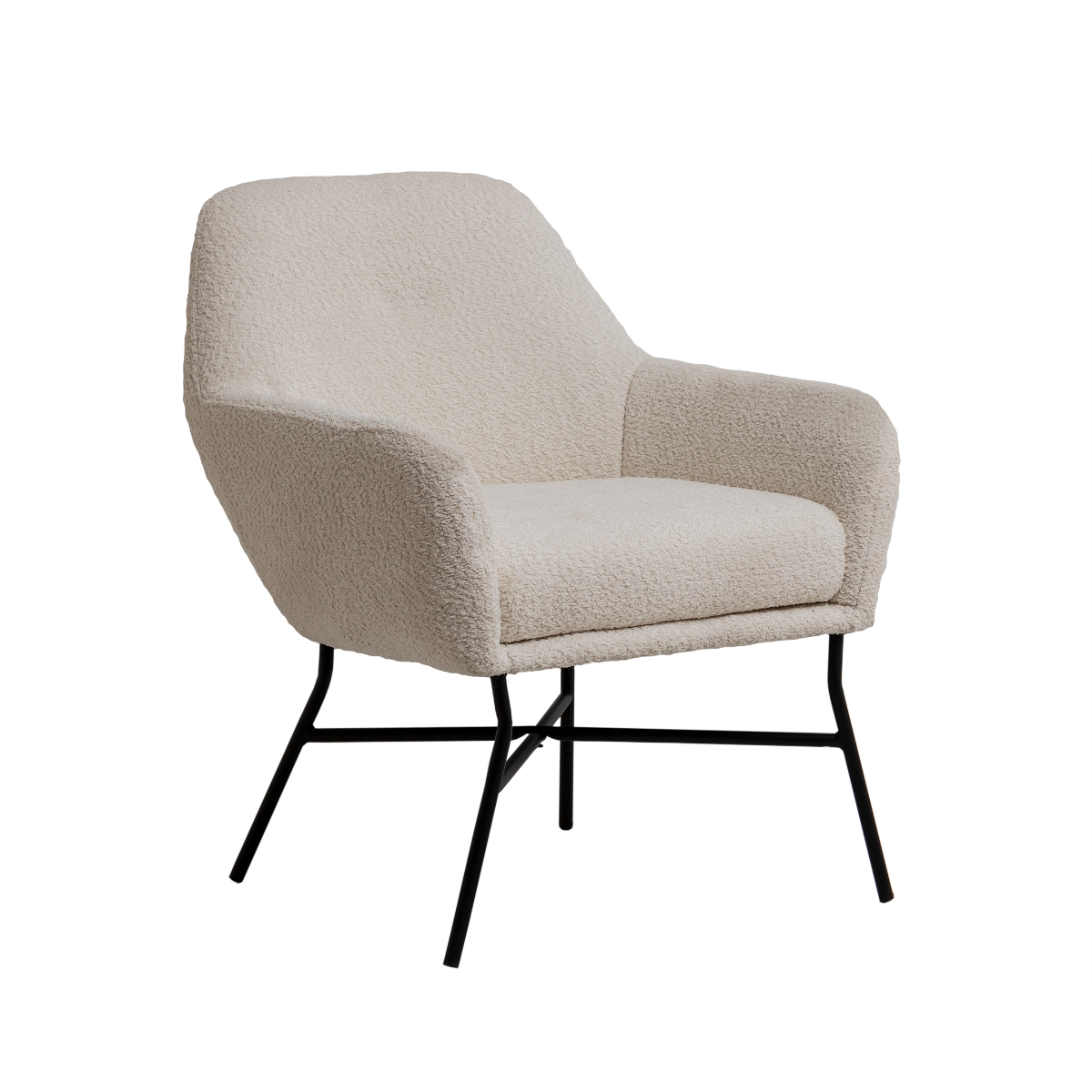 Fauteuil blanc en tissu bouclette Kanoa