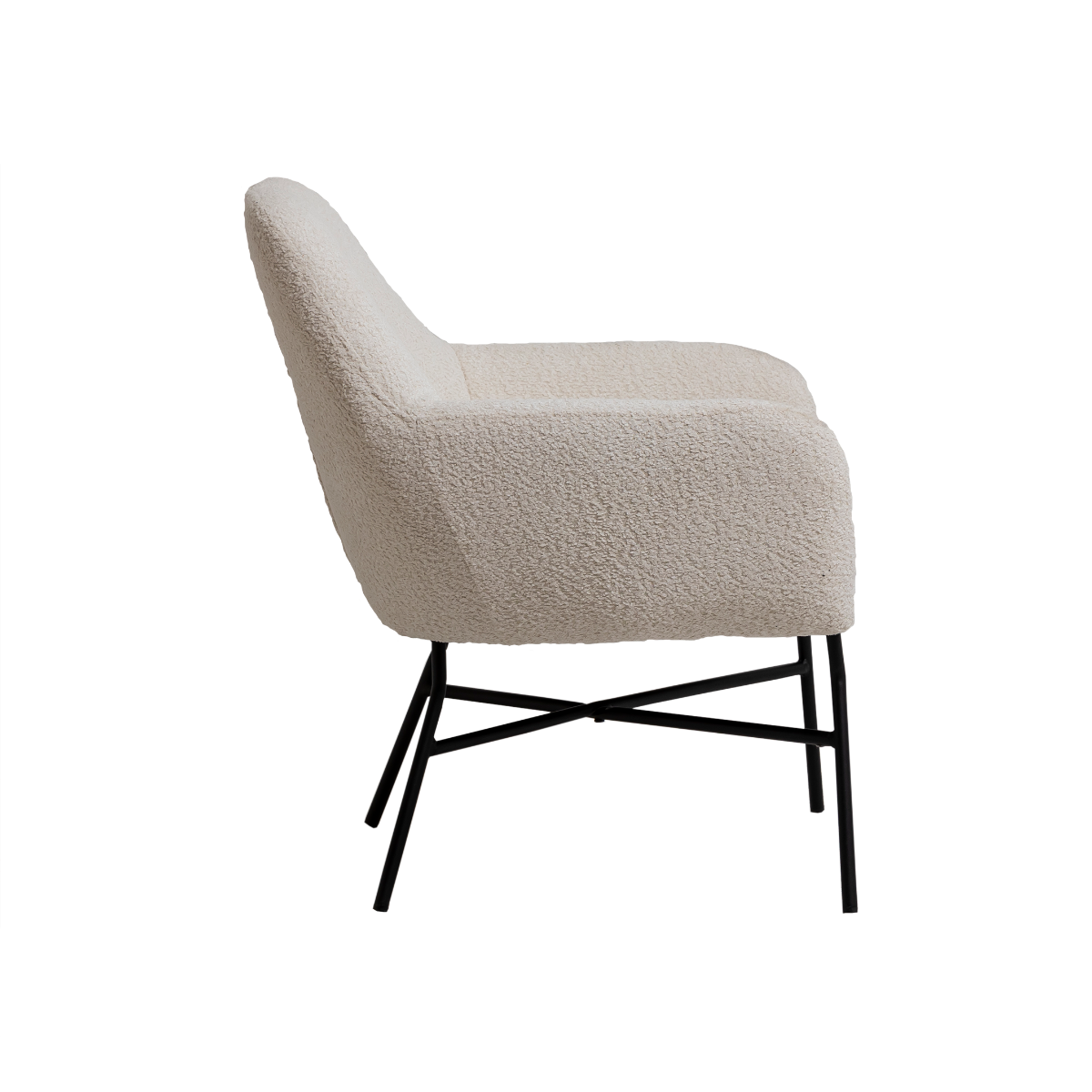 Fauteuil blanc en tissu bouclette Kanoa