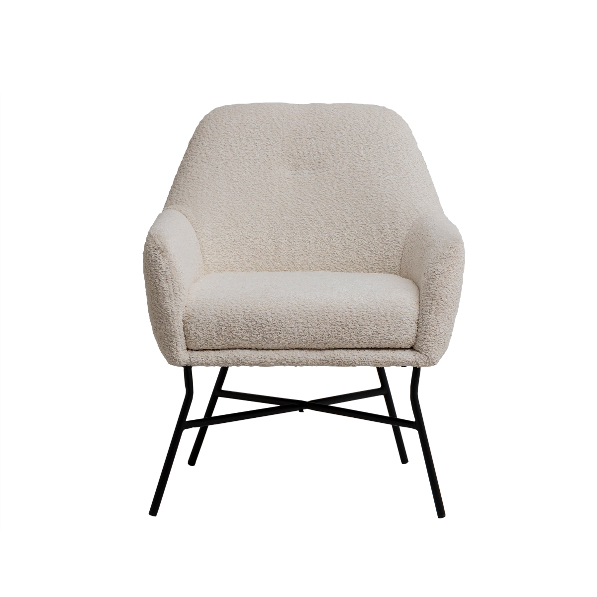 Fauteuil blanc en tissu bouclette Kanoa