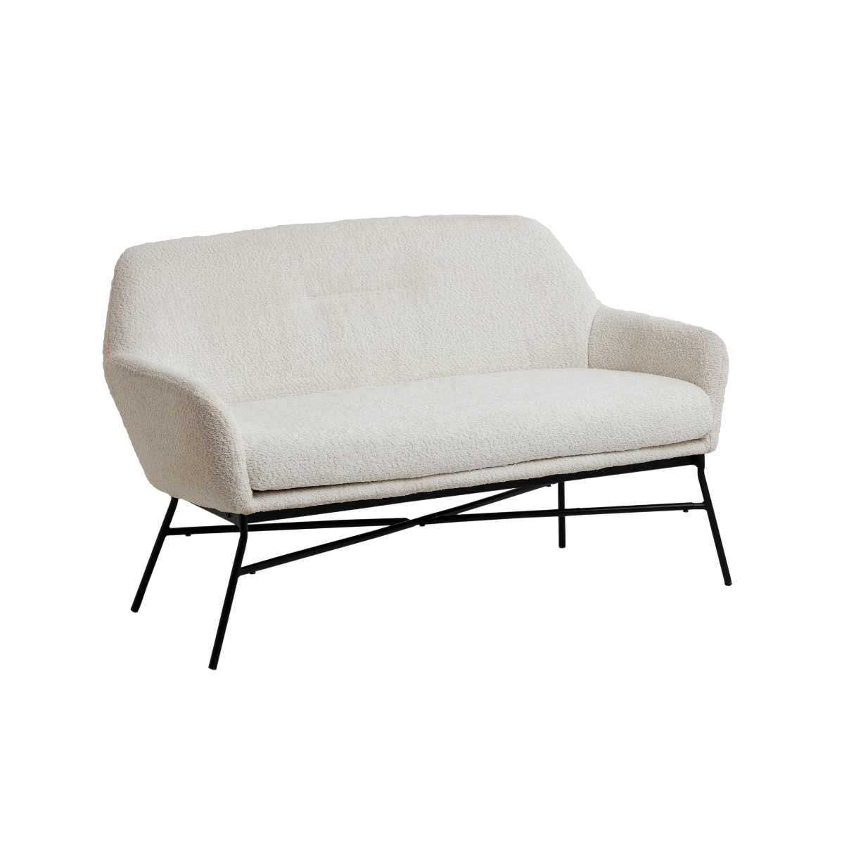 Banquette confort blanche en tissu bouclette 2 places Kanoa