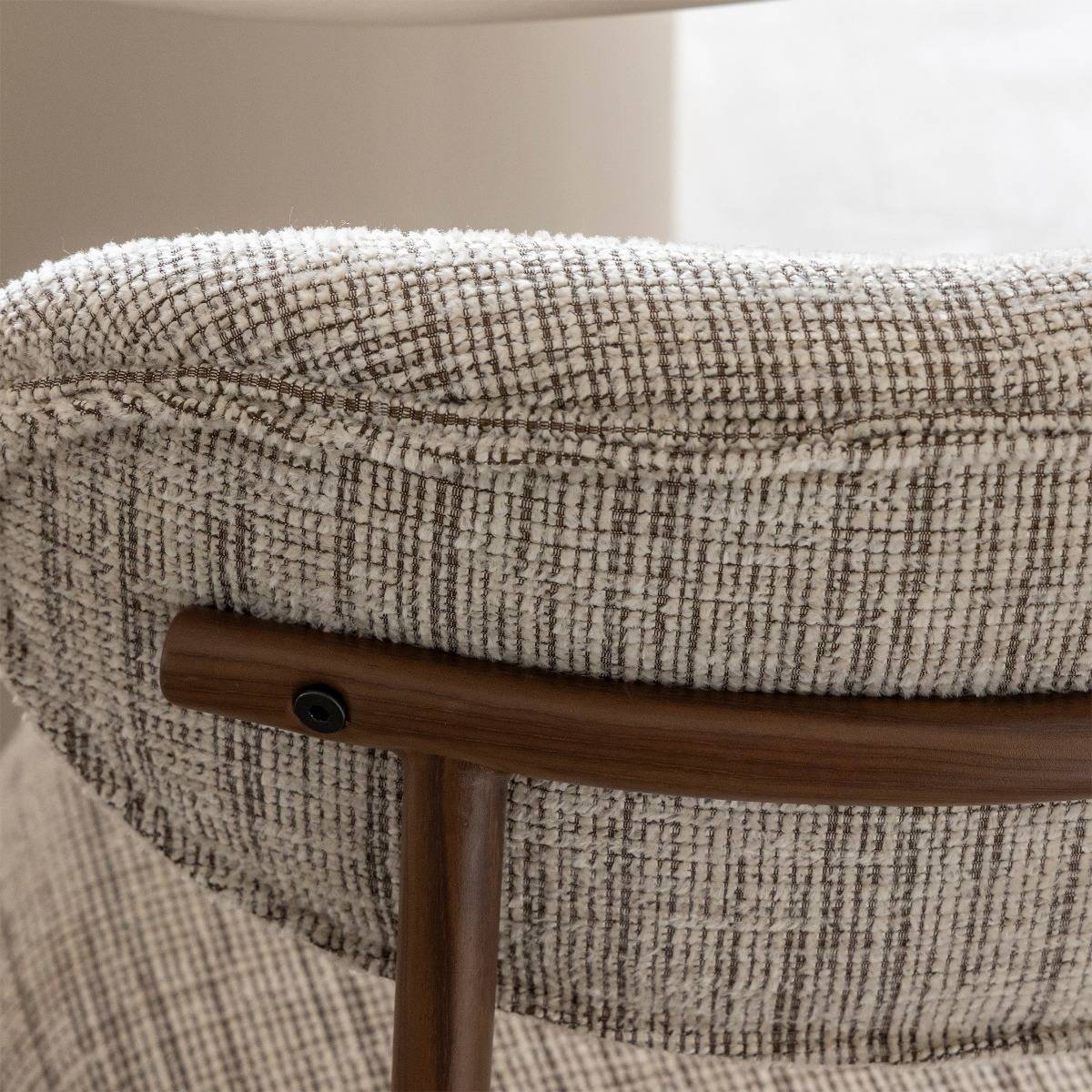 Chaise tissu gris chiné et marron, pieds métal effet bois Kanoa (lot de 2)