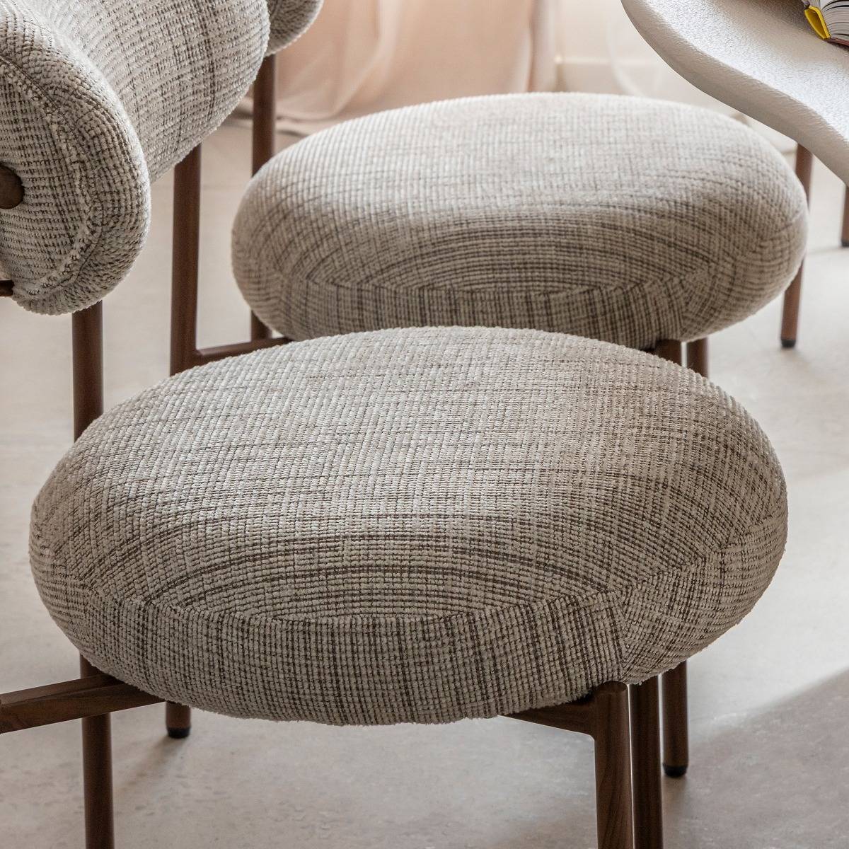 Chaise tissu gris chiné et marron, pieds métal effet bois Kanoa (lot de 2)