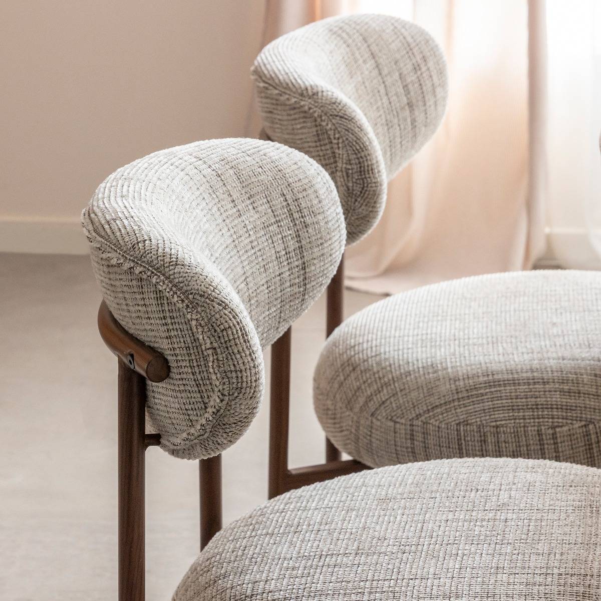 Chaise tissu gris chiné et marron, pieds métal effet bois Kanoa (lot de 2)