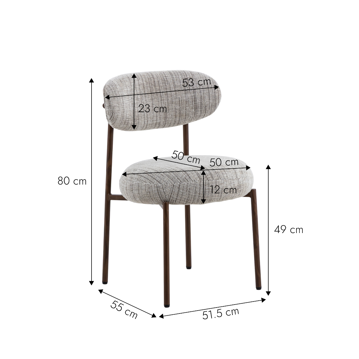 Chaise en triplex et tissu gris foncé Kanoa (lot de 2)