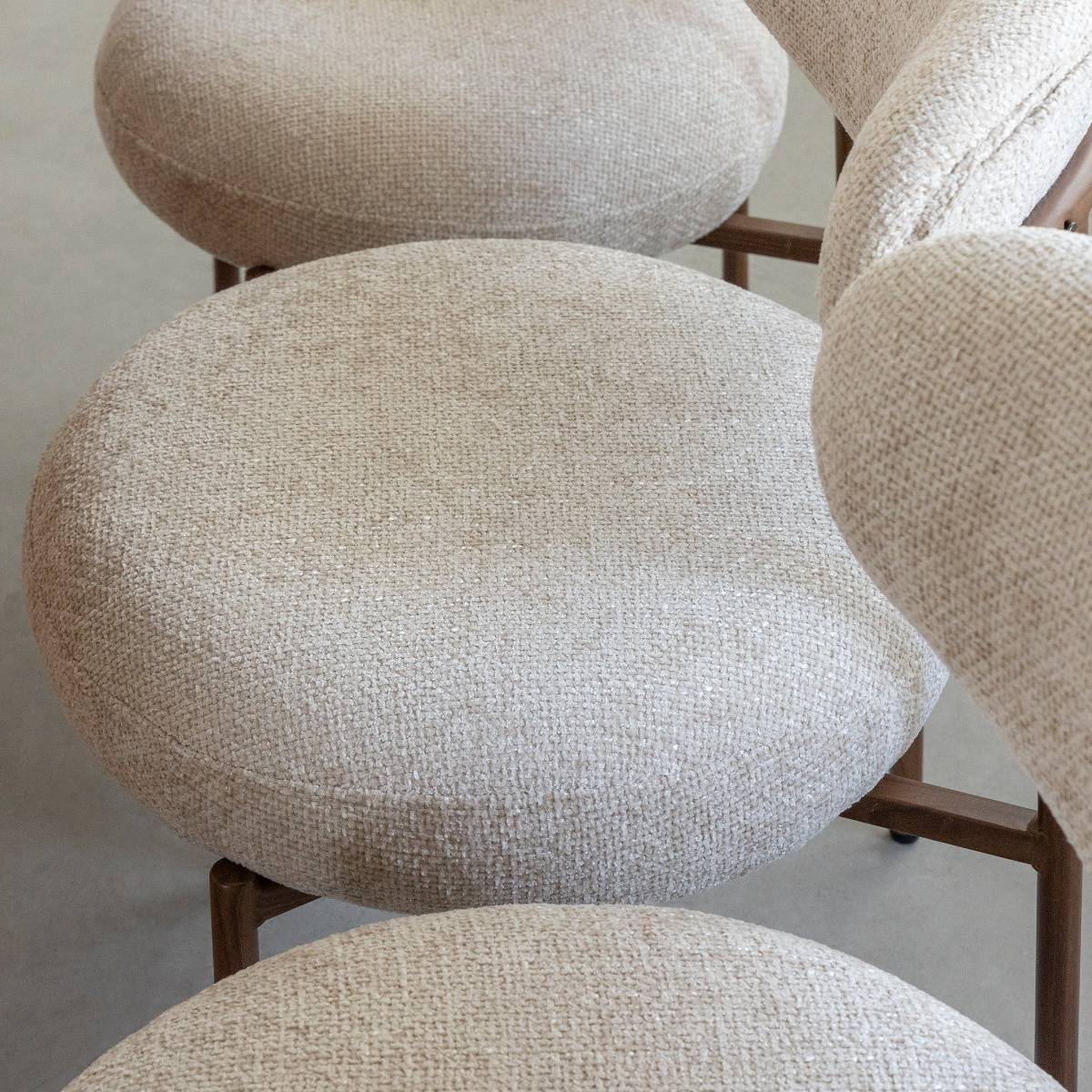 Chaise en tissu écru et pieds en métal effet bois Janis (lot de 2)