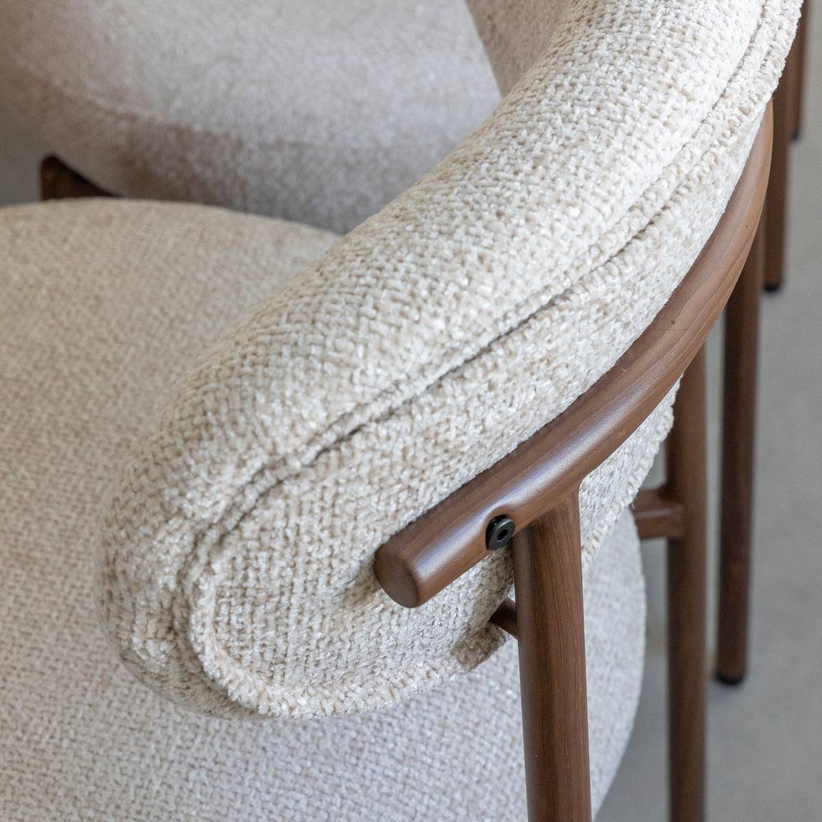 Chaise en tissu écru et pieds en métal effet bois Janis (lot de 2)
