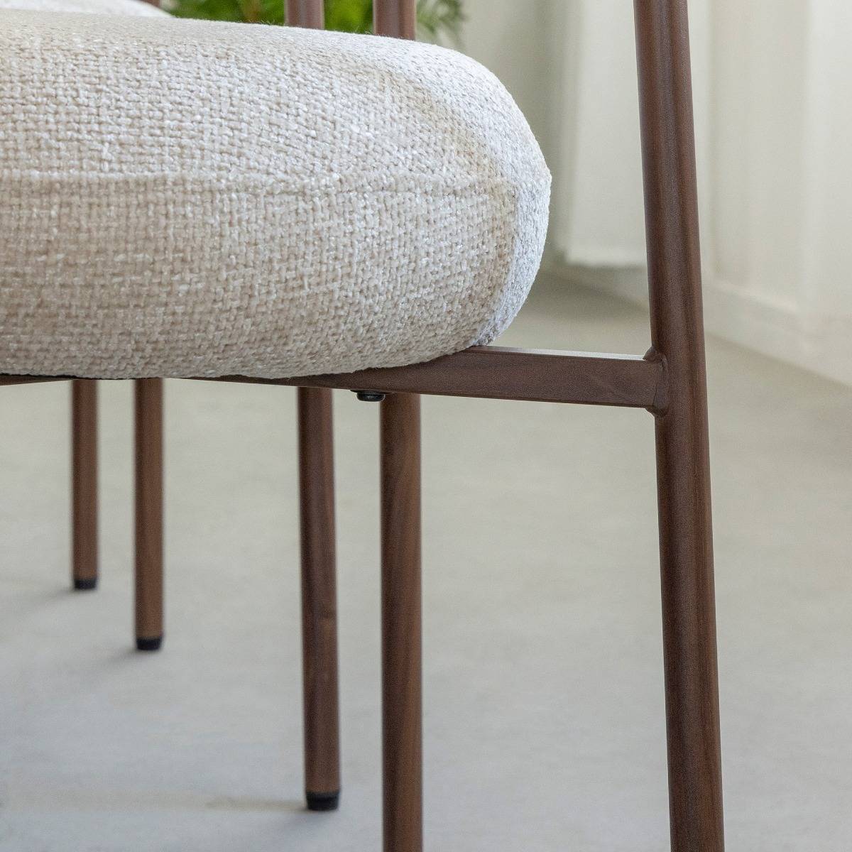 Chaise en tissu écru et pieds en métal effet bois Janis (lot de 2)