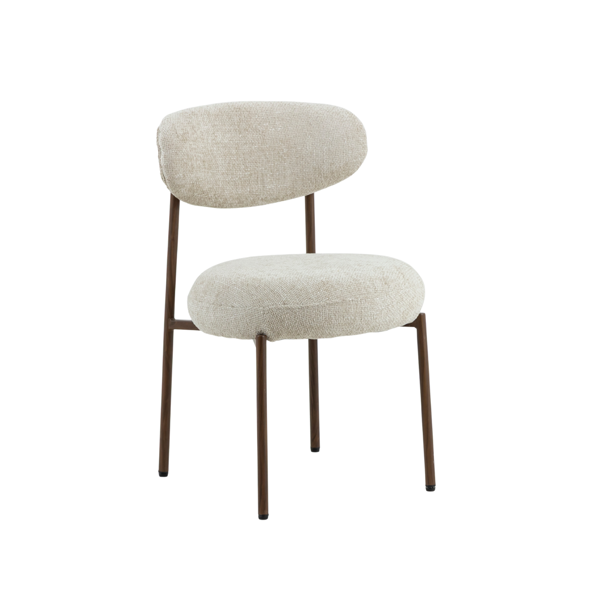 Chaise en tissu écru et pieds en métal effet bois Janis (lot de 2)