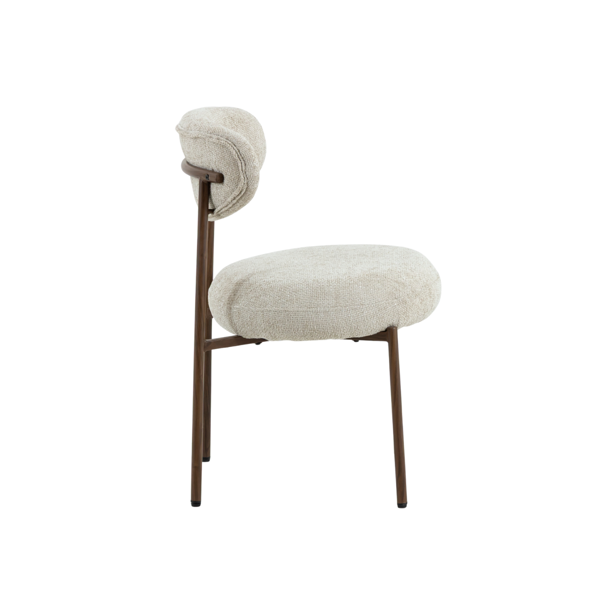 Chaise en tissu écru et pieds en métal effet bois Janis (lot de 2)