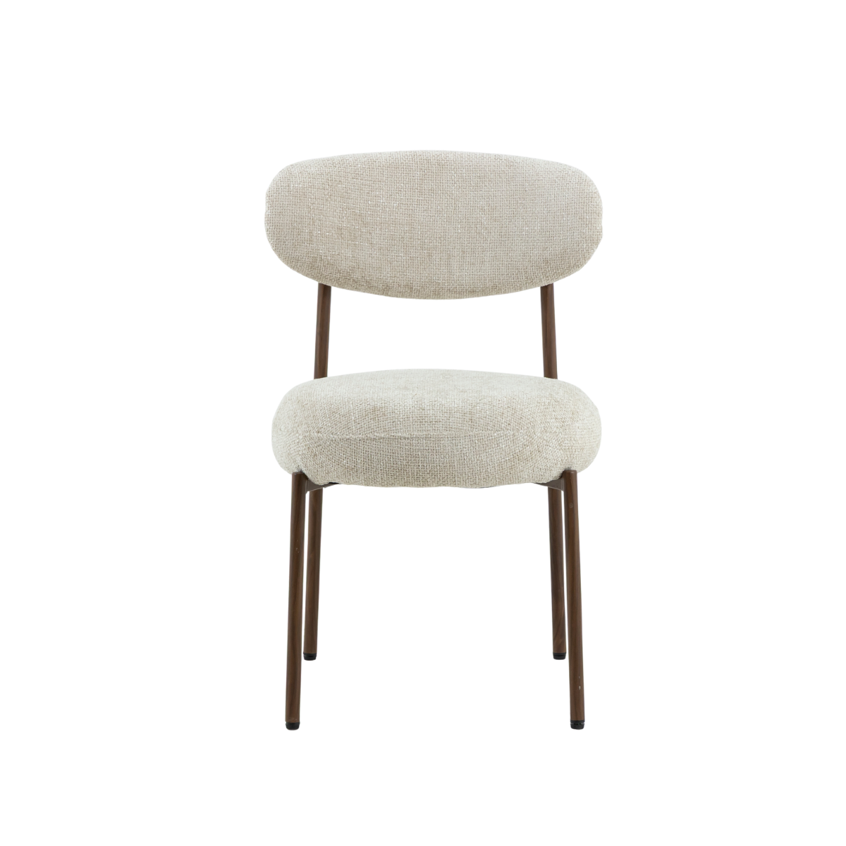 Chaise en tissu écru et pieds en métal effet bois Janis (lot de 2)