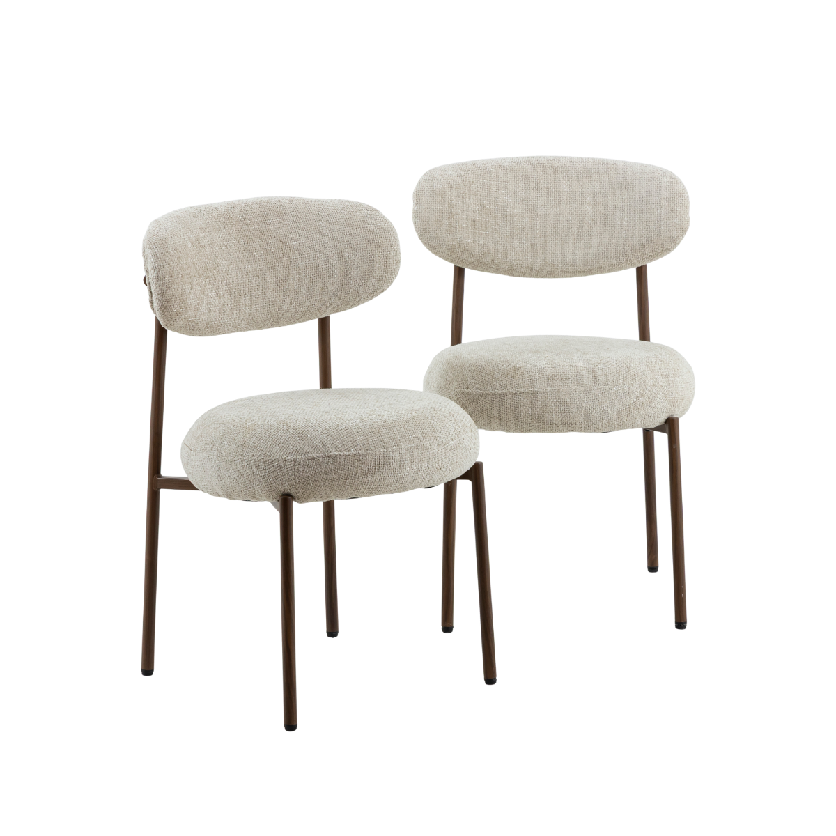 Chaise en tissu écru et pieds en métal effet bois Janis (lot de 2)