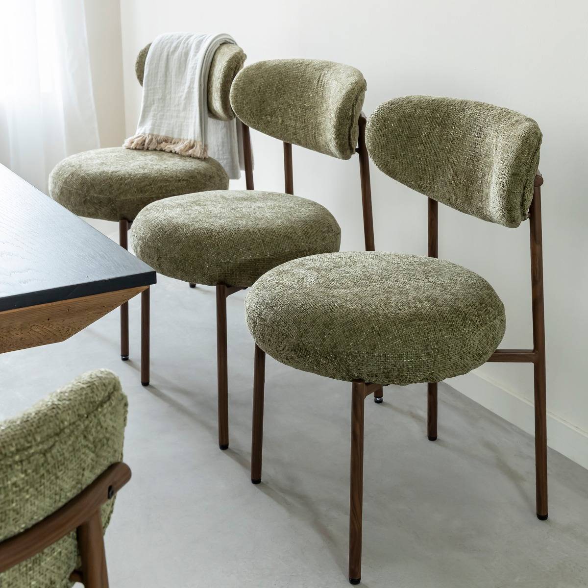 Chaise en triplex et tissu vert Kanoa (lot de 2)