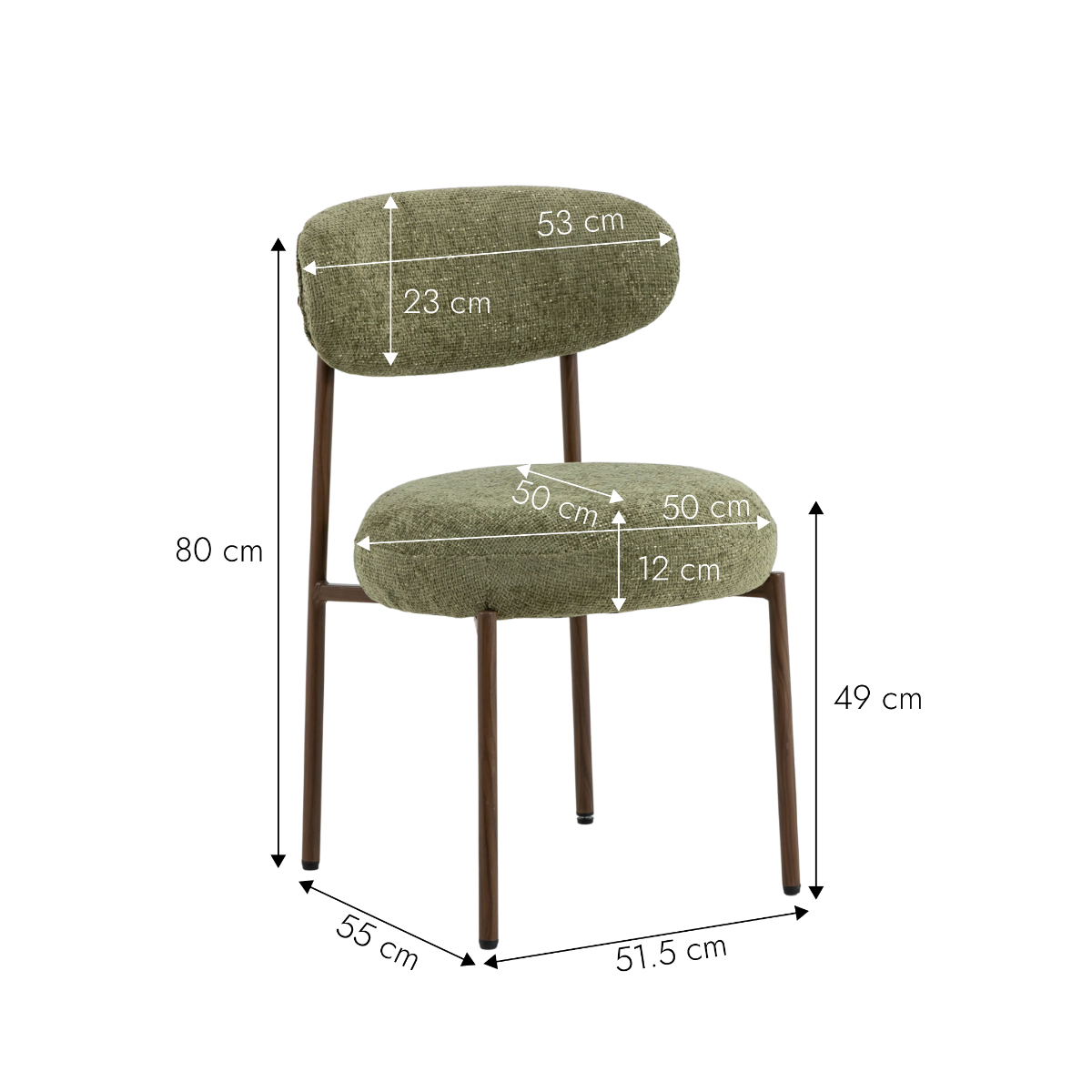 Chaise en triplex et tissu vert Kanoa (lot de 2)