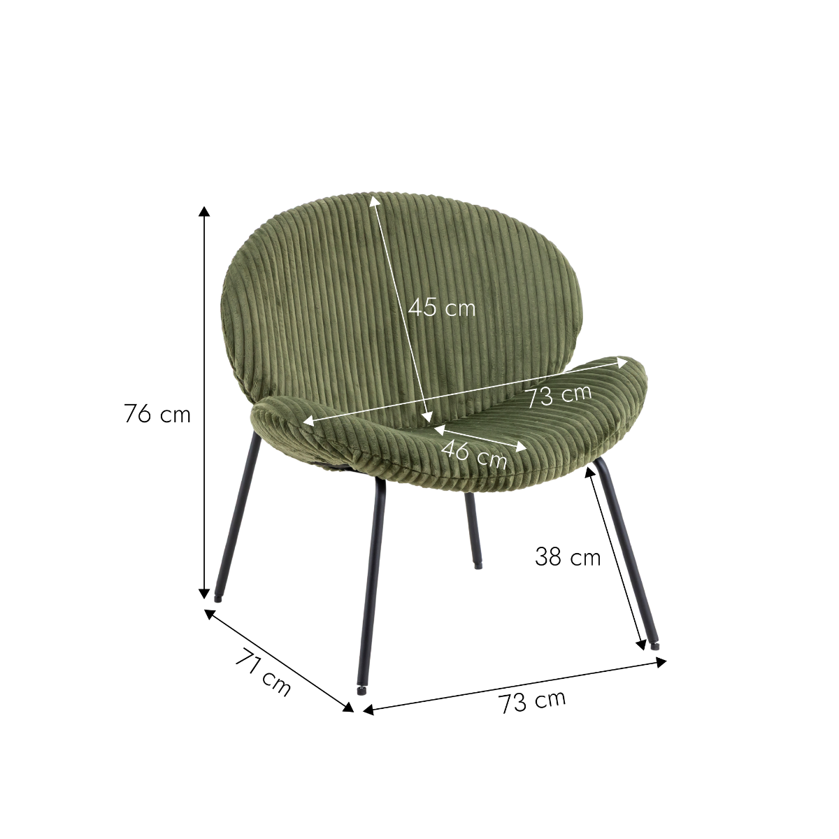 Fauteuil en velours vert Kanoa