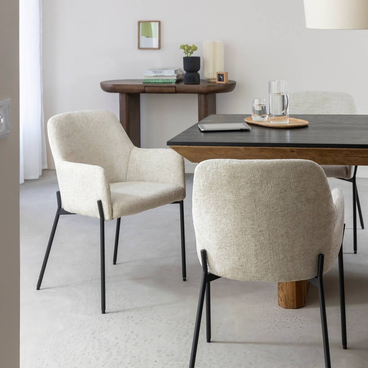 Fauteuil en tissu écru Kanoa (lot de 2)