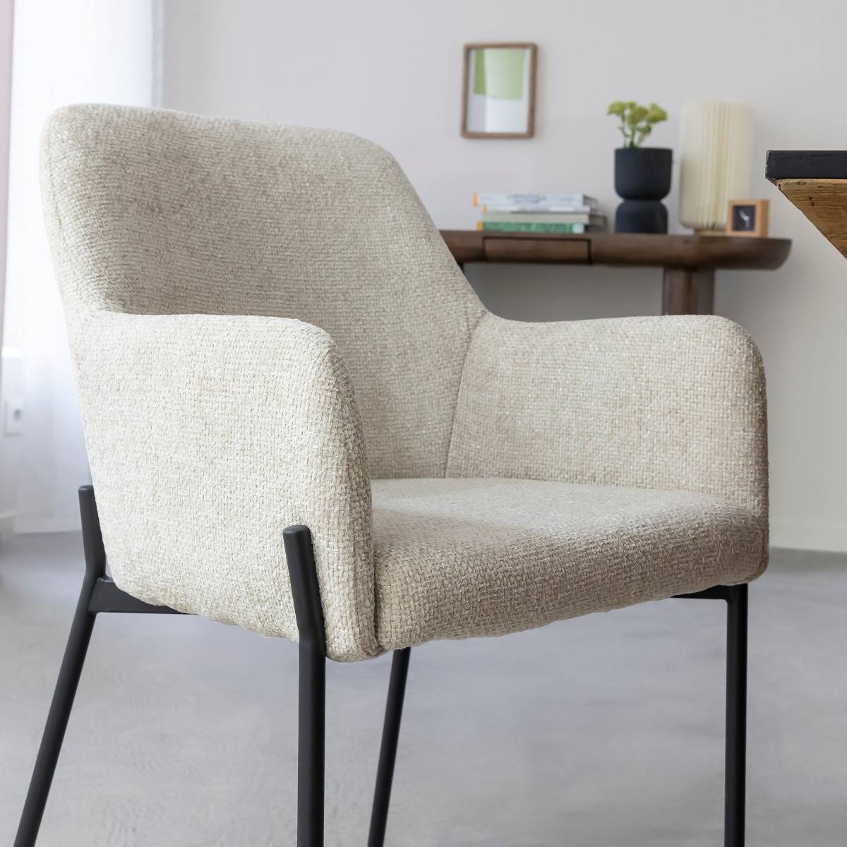 Fauteuil en tissu écru Kanoa (lot de 2)
