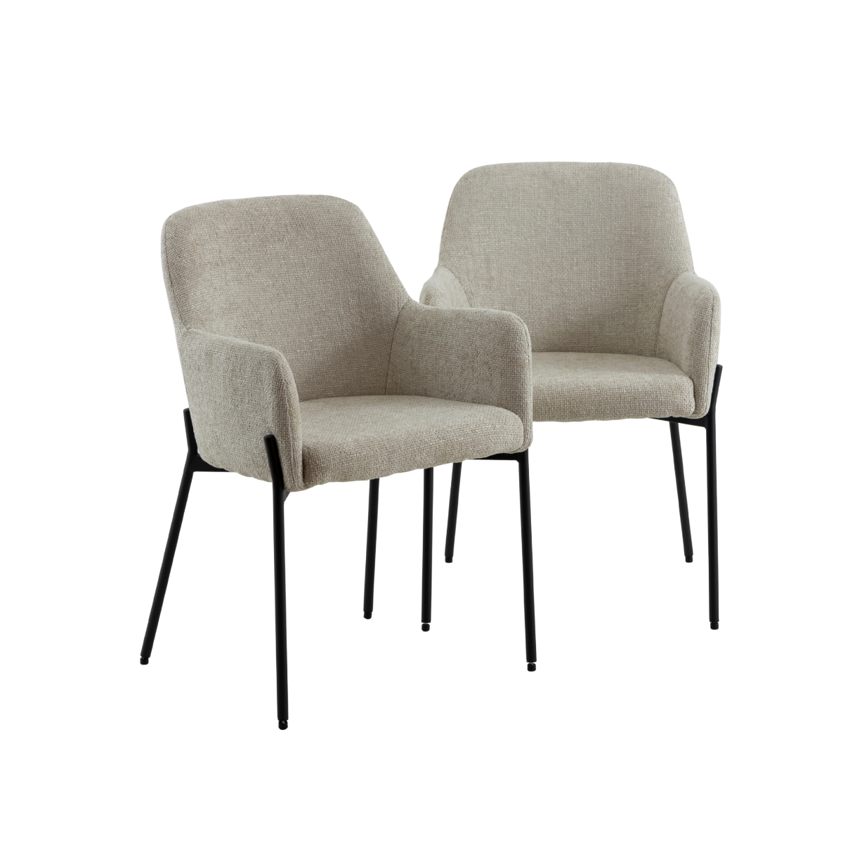 Fauteuil en tissu écru Kanoa (lot de 2)