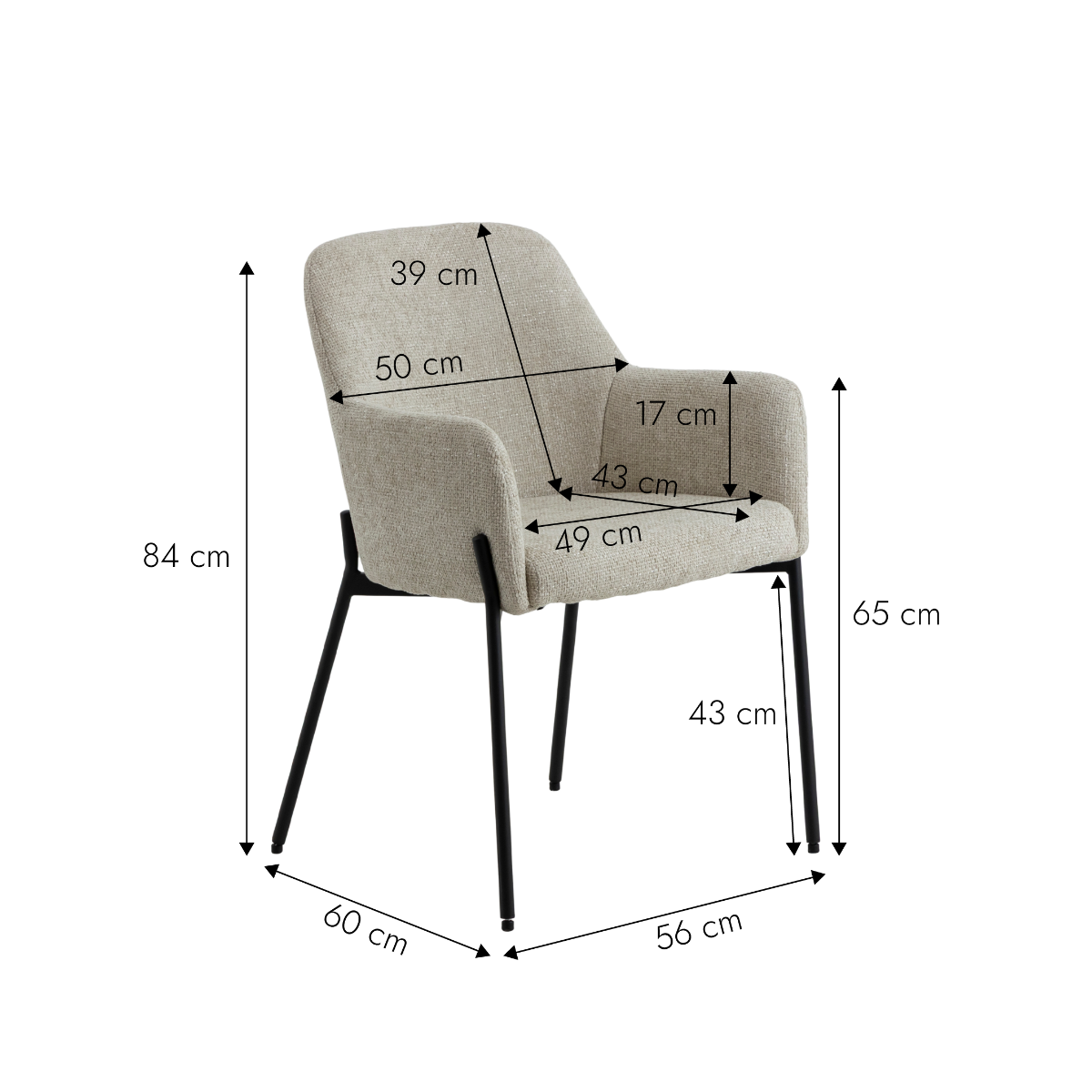 Fauteuil en tissu écru Kanoa (lot de 2)