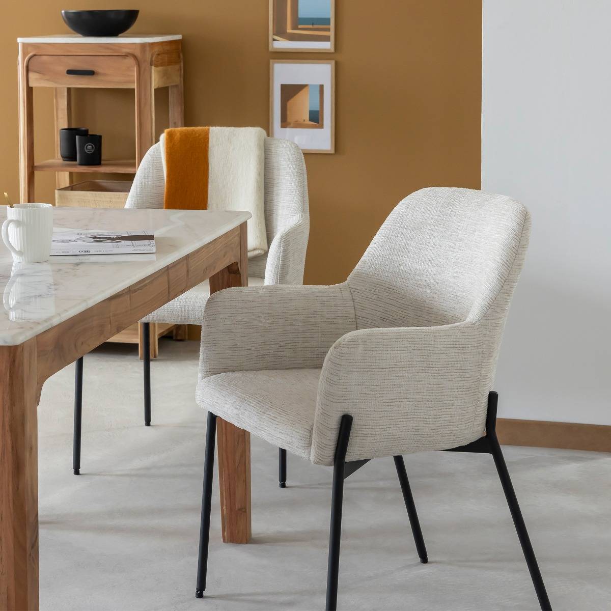 Fauteuil en tissu gris clair Kanoa (lot de 2)