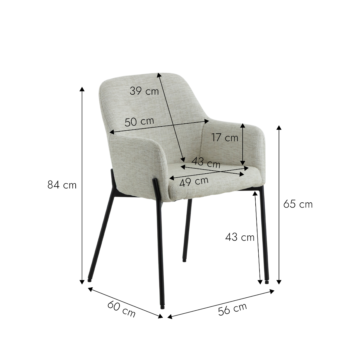 Fauteuil en tissu gris clair Kanoa (lot de 2)