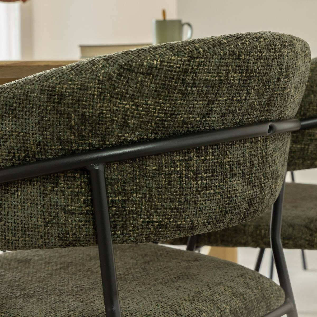 Chaise arrondie tissu vert Kanoa (lot de 2)