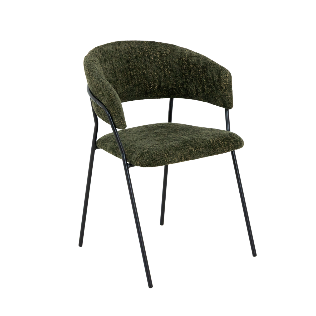 Chaise arrondie tissu vert Kanoa (lot de 2)