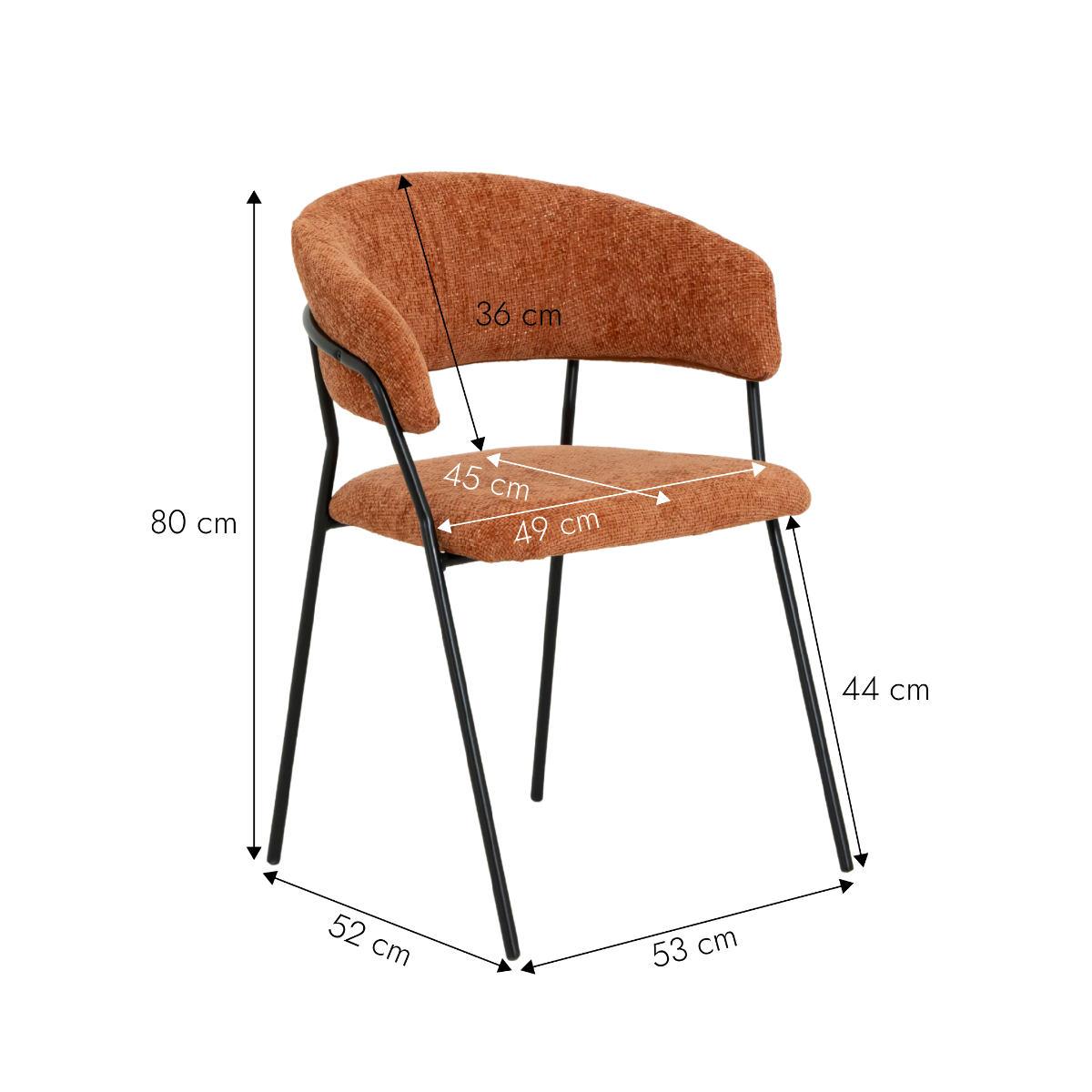 Chaise arrondie terracotta Kanoa (lot de 2)
