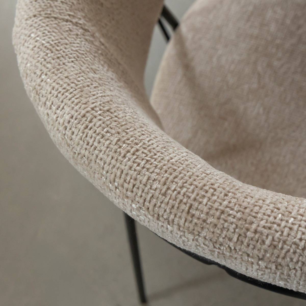 Chaise arrondie tissu écru Kanoa (lot de 2)