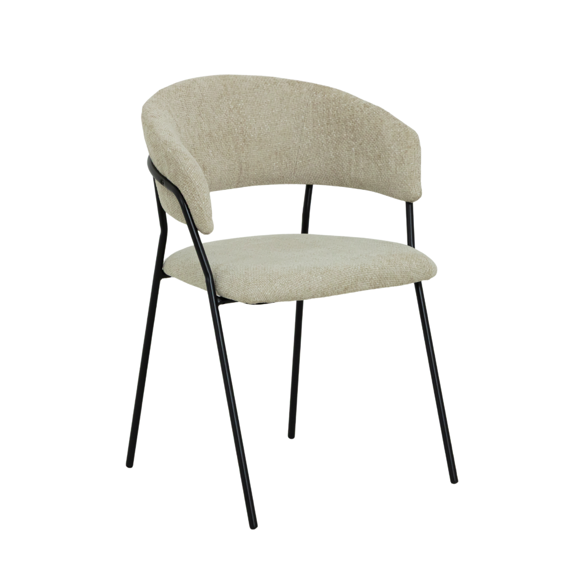 Chaise arrondie tissu écru Kanoa (lot de 2)