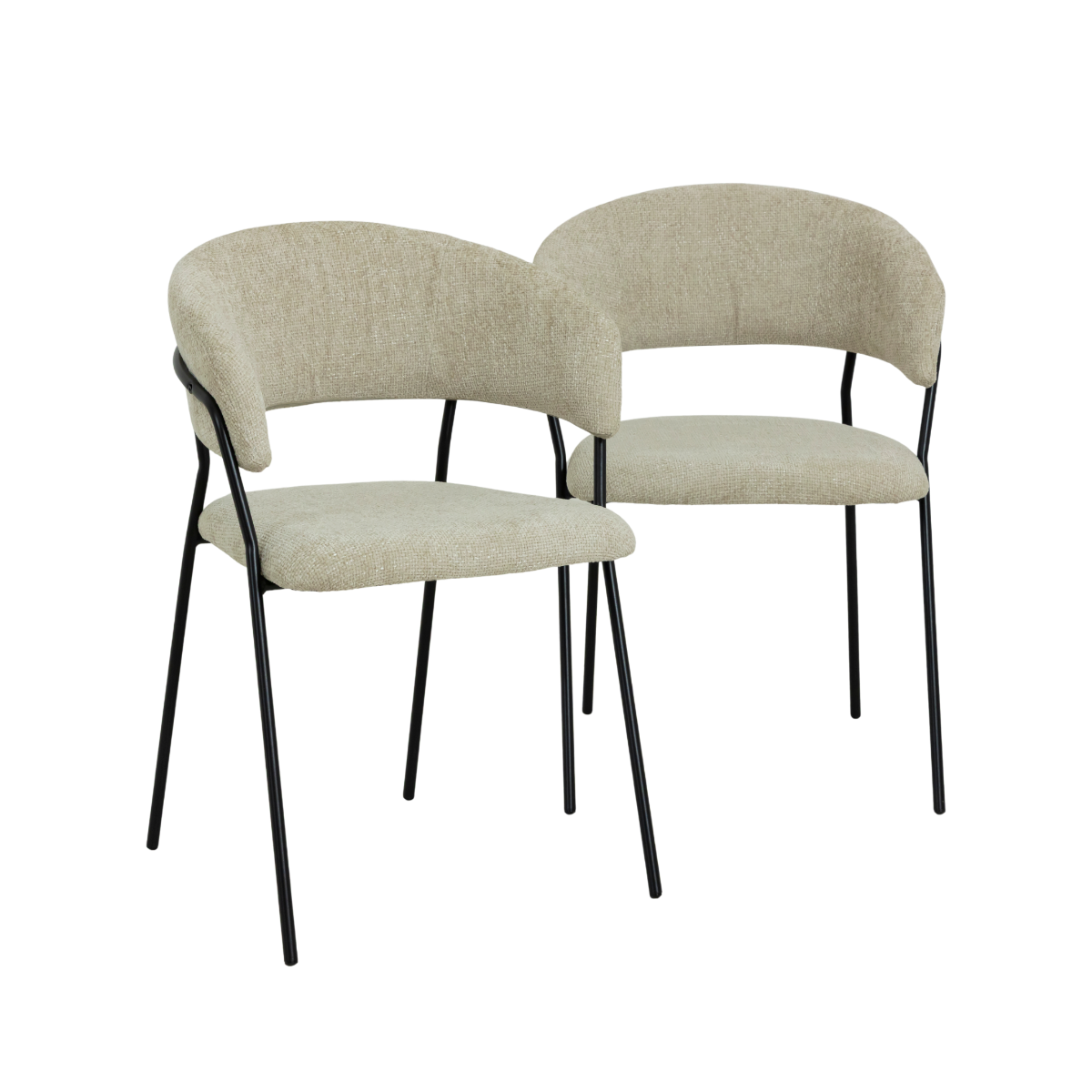 Chaise arrondie tissu écru Kanoa (lot de 2)