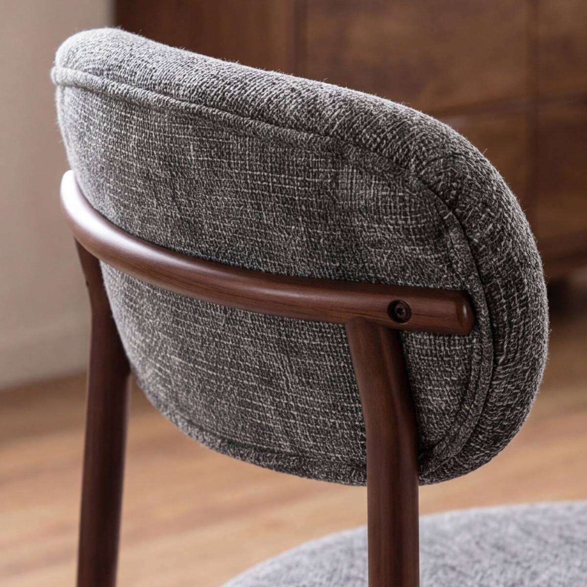 Chaise en tissu gris chiné et pieds en métal effet bois Janis (lot de 2)