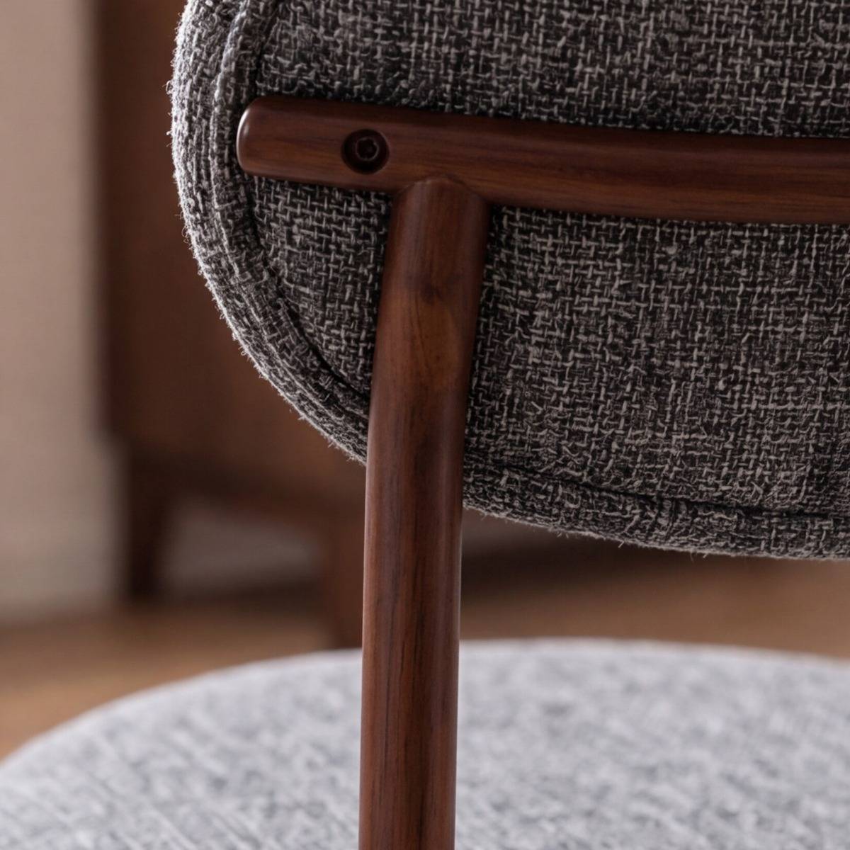 Chaise en tissu gris chiné et pieds en métal effet bois Janis (lot de 2)