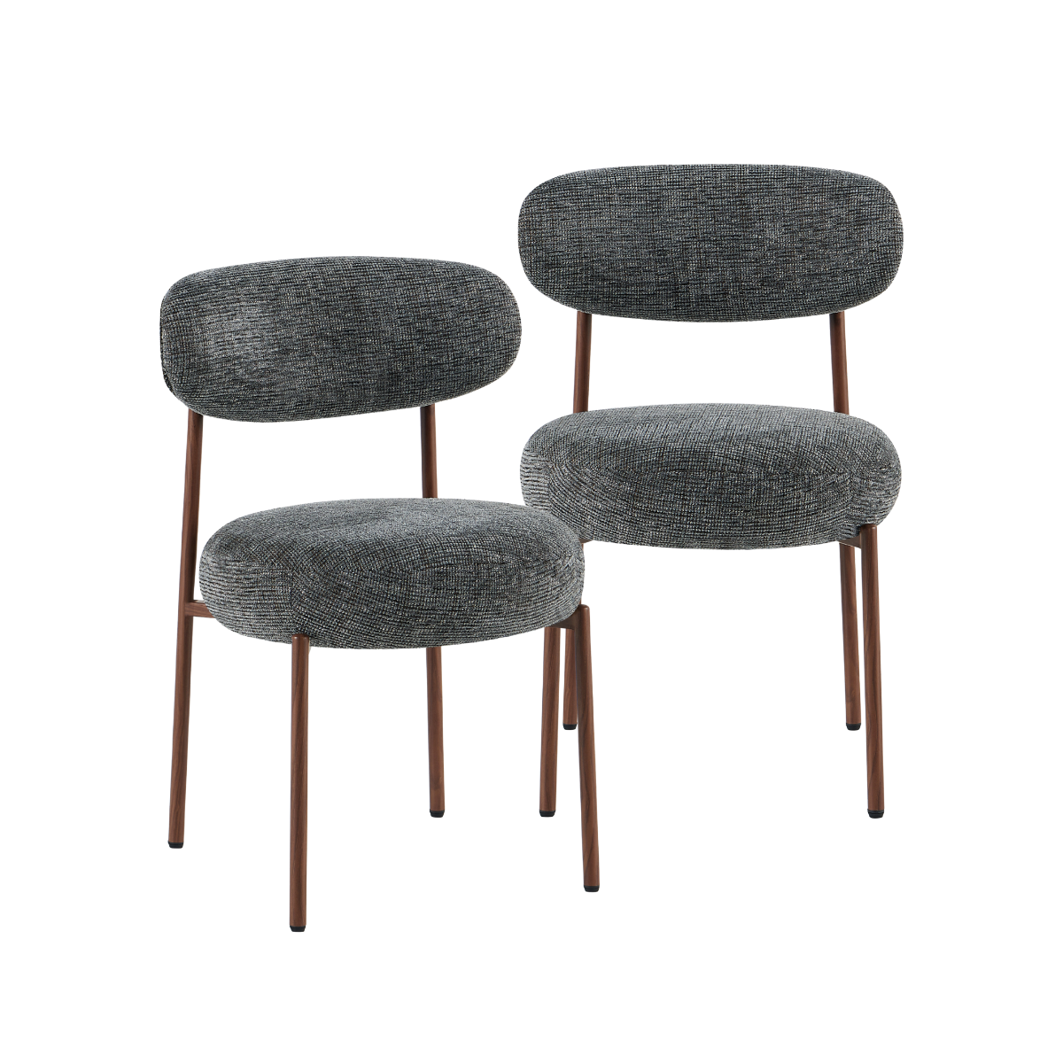 Chaise en tissu gris chiné et pieds en métal effet bois Janis (lot de 2)