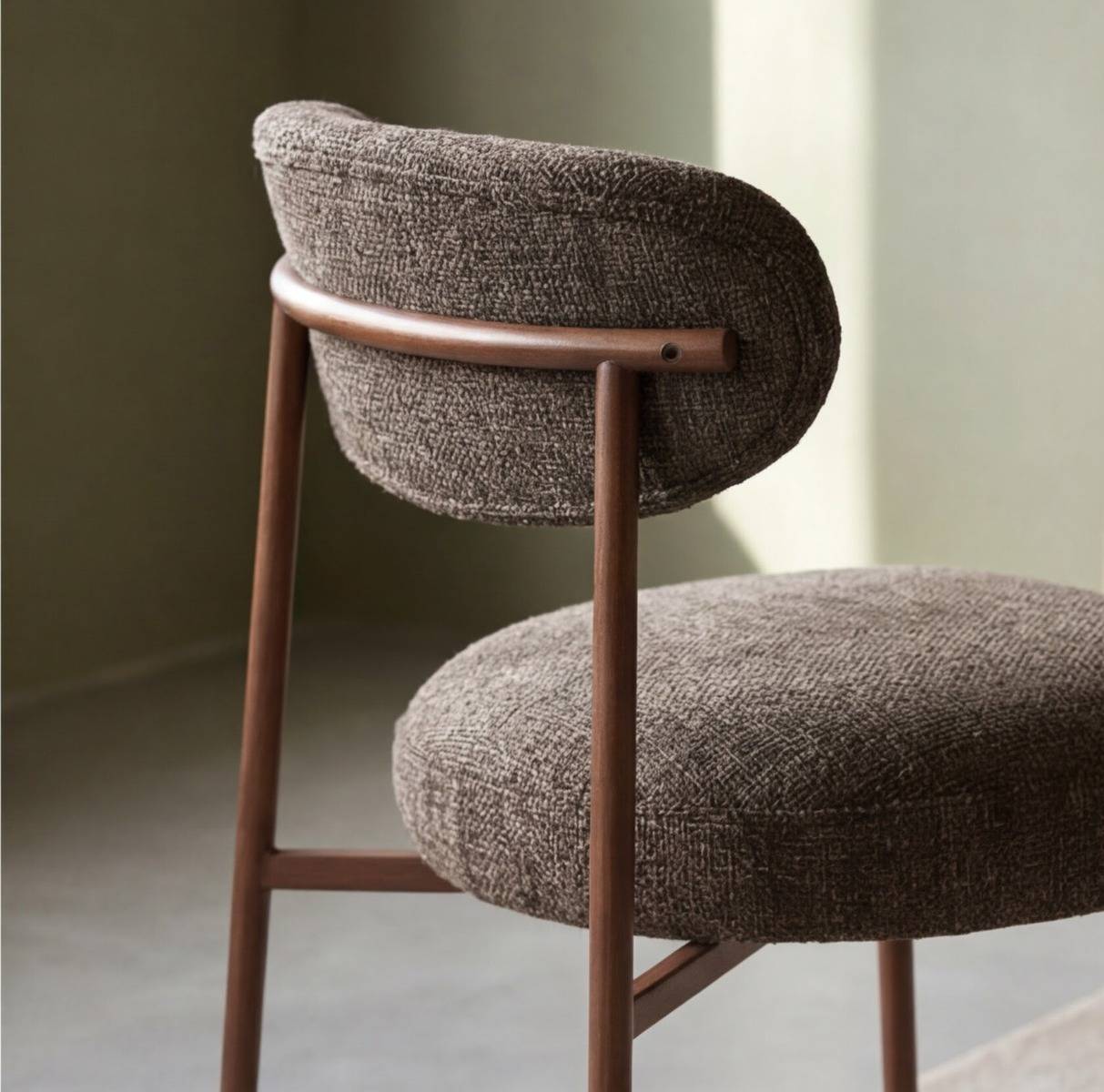 Chaise en tissu marron et pieds en métal effet bois Janis (lot de 2)