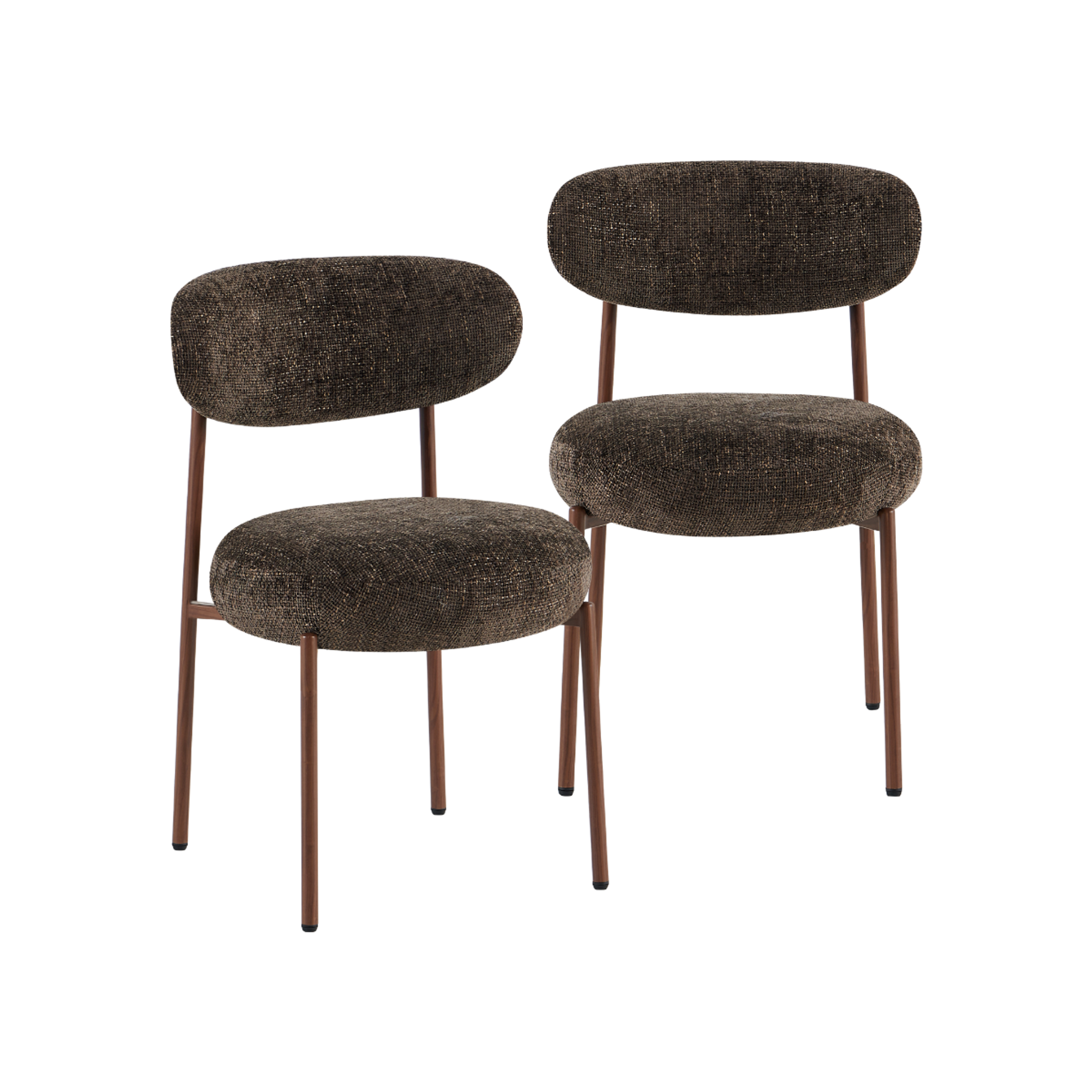 Chaise en tissu marron et pieds en métal effet bois Janis (lot de 2)