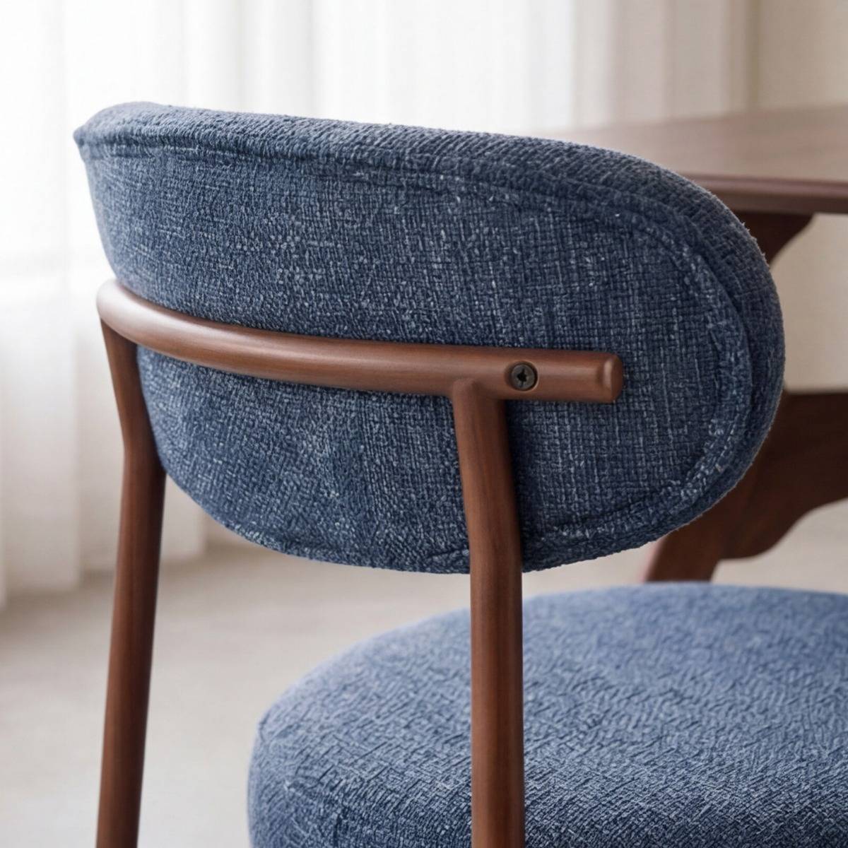 Chaise en tissu bleu et pieds en métal effet bois Janis (lot de 2)