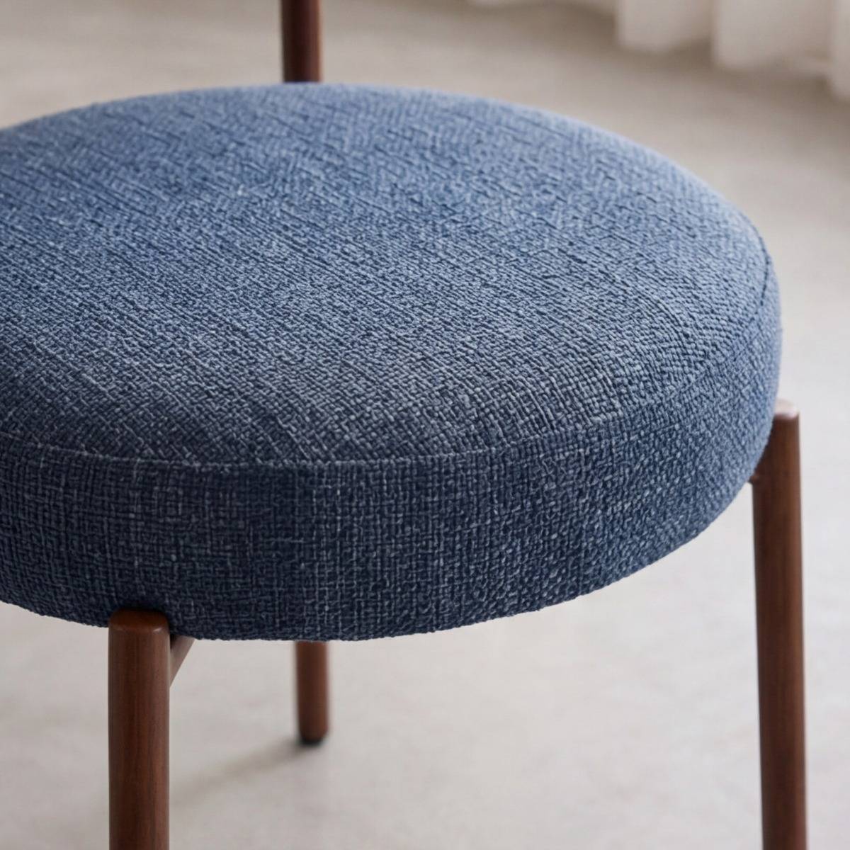 Chaise en tissu bleu et pieds en métal effet bois Janis (lot de 2)