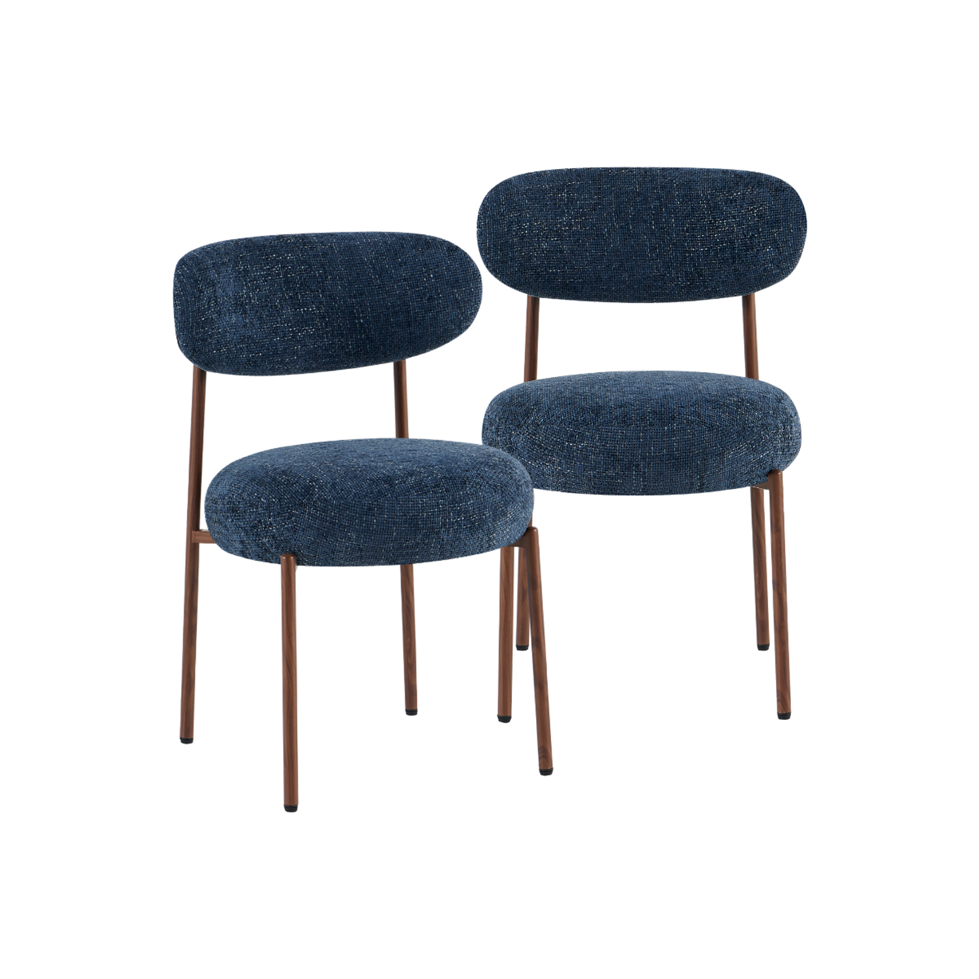 Chaise en tissu bleu et pieds en métal effet bois Janis (lot de 2)