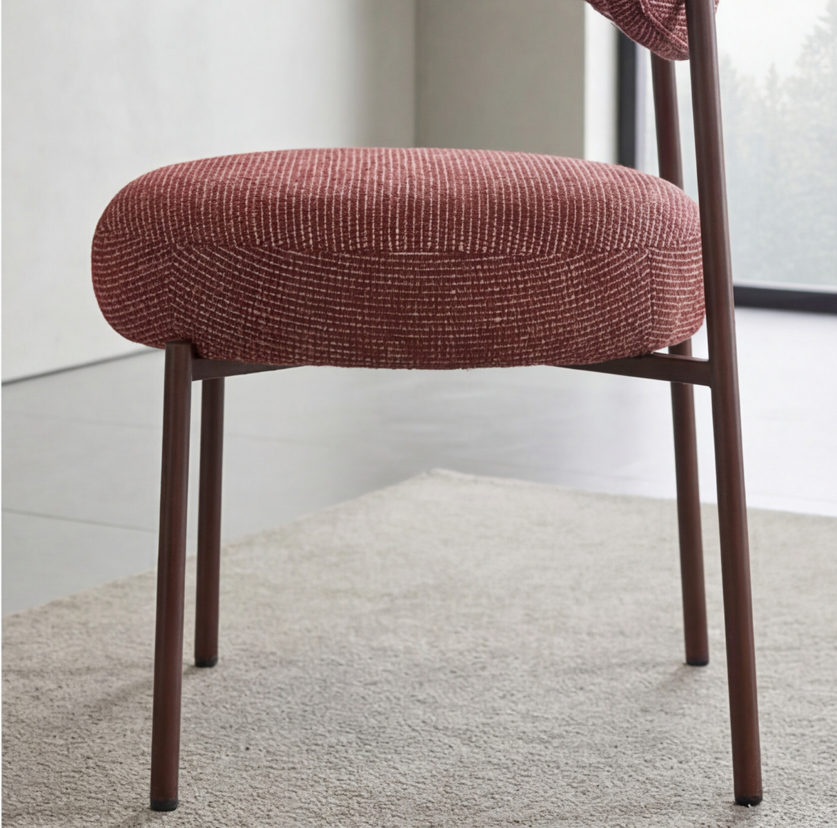 Chaise en tissu acajou chiné et pieds en métal effet bois Janis (lot de 2)